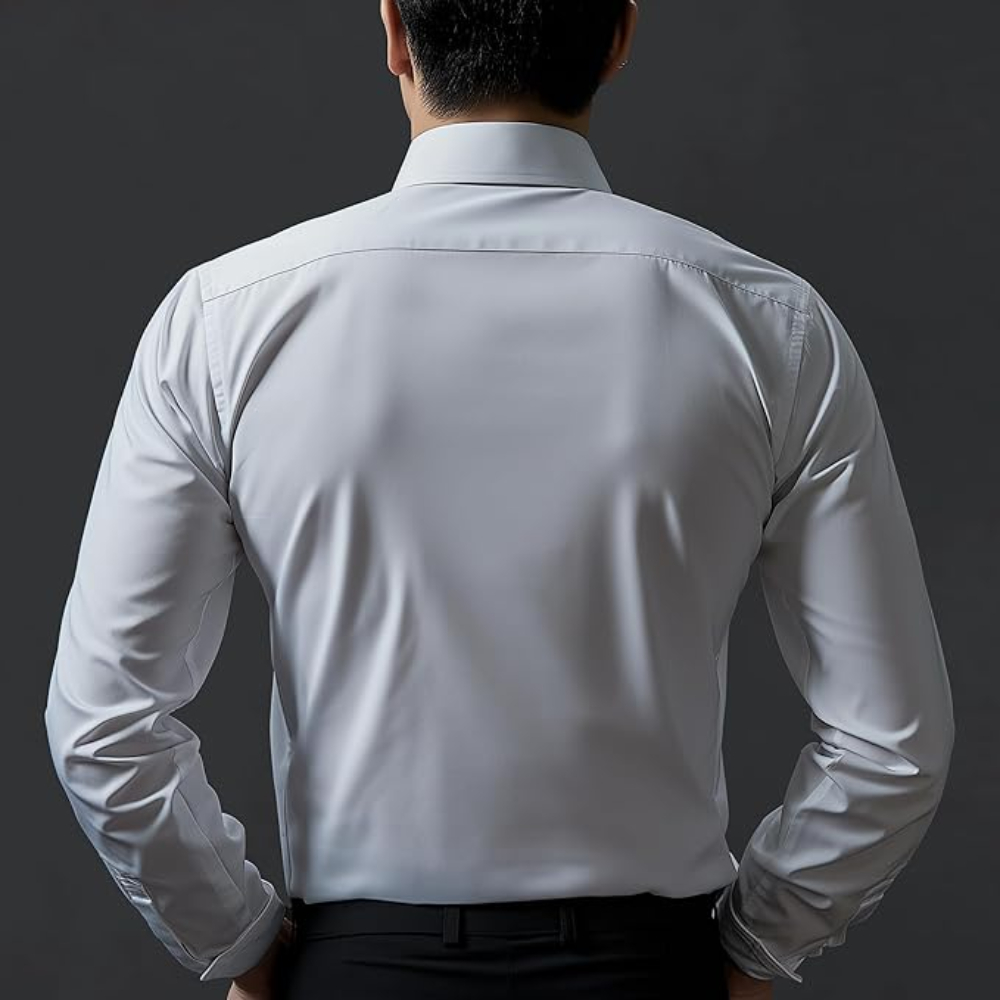 Men Satin Silk Formal White Shirt - Image 2