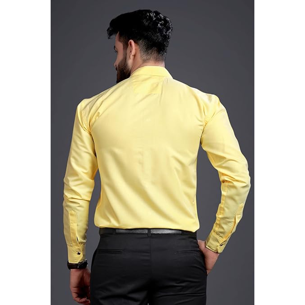Men's Regular Fit Yellow Formal Shirt - Image 2