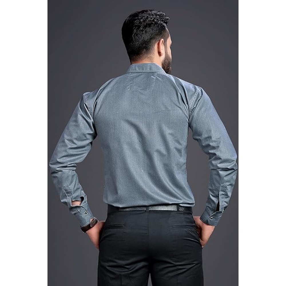 Men's Regular Fit Grey Formal Shirt - Image 2