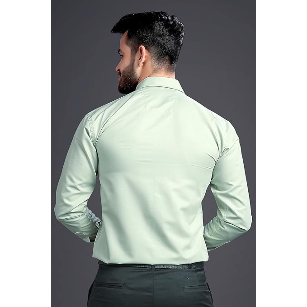 Men's Regular Fit Light Green Formal Shirt - Image 2
