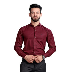 Men's Regular Fit Maroon Formal Shirt