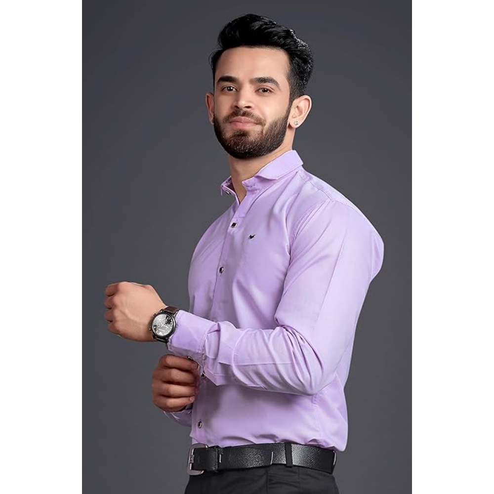Men's Regular Fit Light Purple Formal Shirt - Image 3