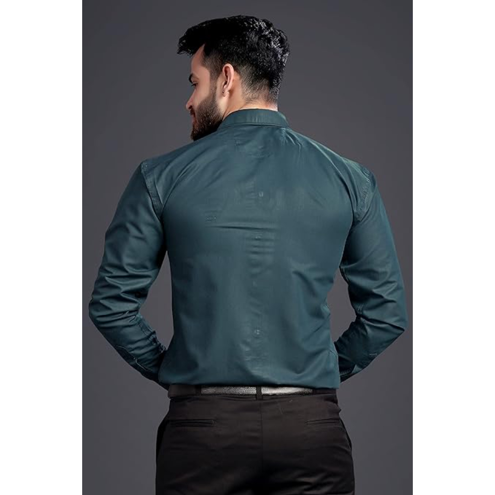 Men's Regular Fit Dark Green Formal Shirt - Image 2