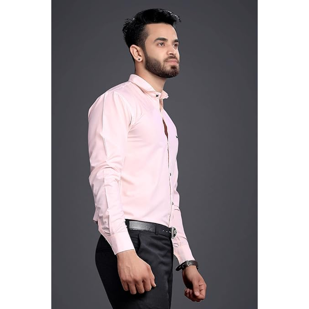 Men's Regular Fit Light Peach Formal Shirt - Image 3