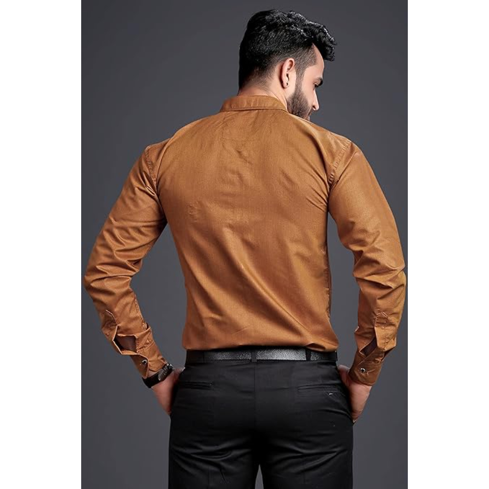Men's Regular Fit Brown Formal Shirt - Image 2