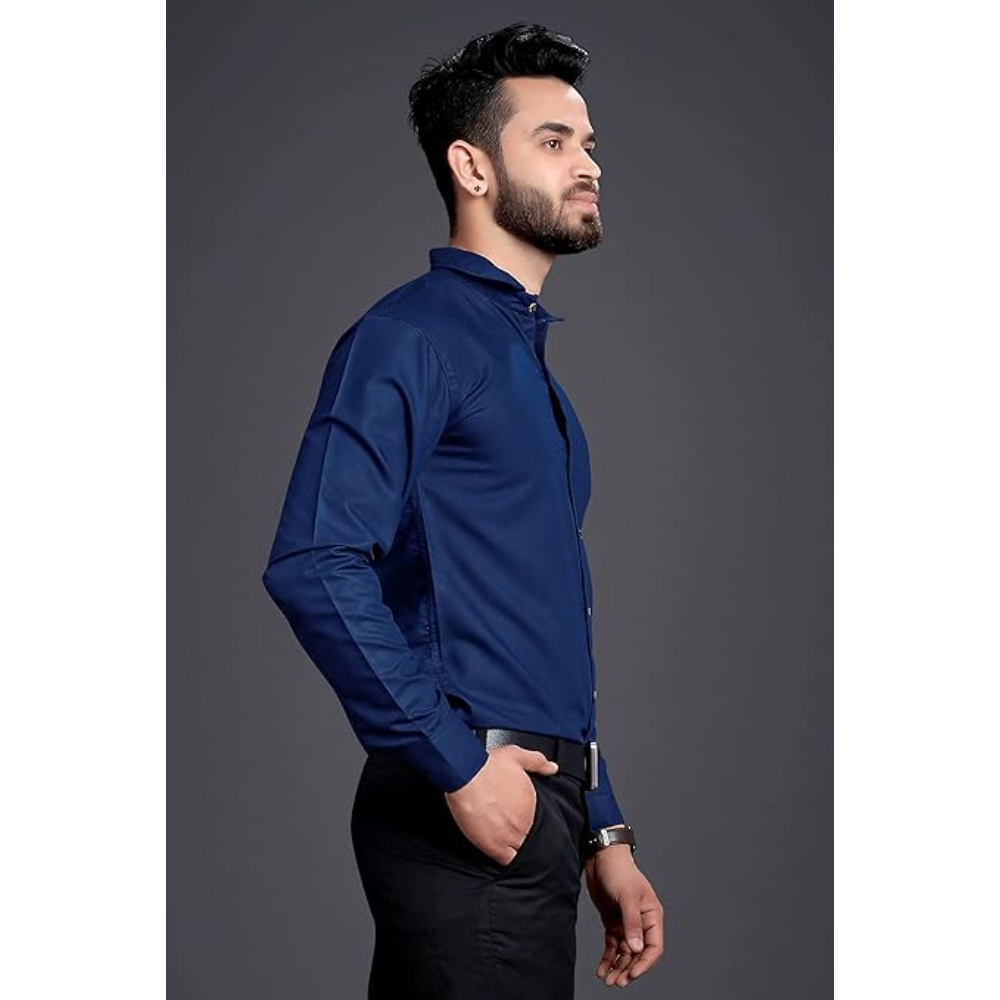 Men's Regular Fit Navy Blue Formal Shirt - Image 3