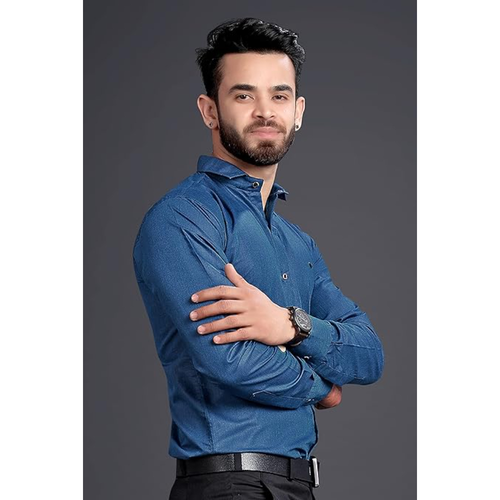 Men's Regular Fit Royal Blue Formal Shirt - Image 3