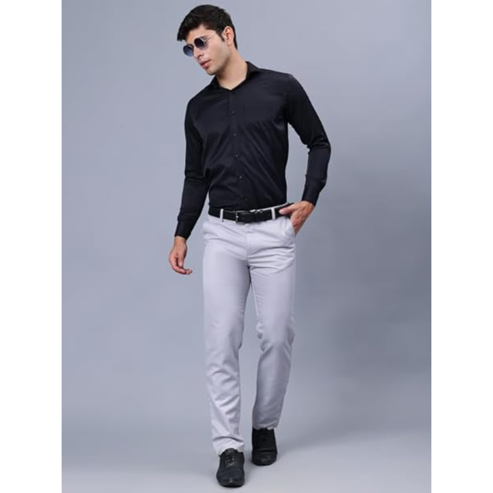 Men Satin Formal Black Shirts - Image 3