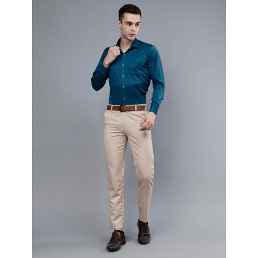 Men Satin Formal Classic Blue Shirts - Image 3