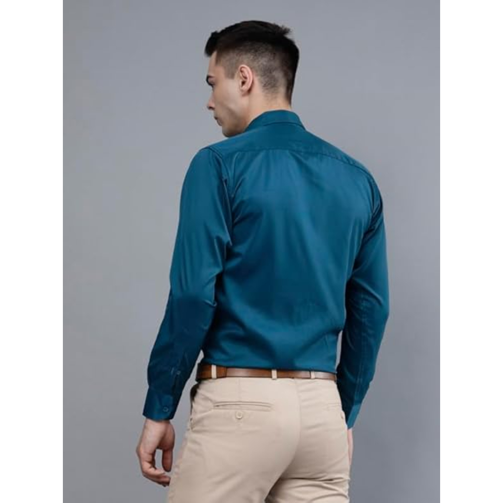 Men Satin Formal Classic Blue Shirts - Image 2