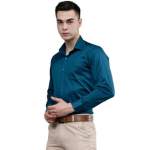 Men Satin Formal Classic Blue Shirts