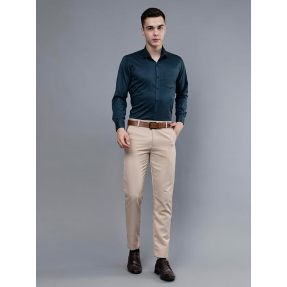 Men Satin Formal Navy Blue Shirts - Image 3