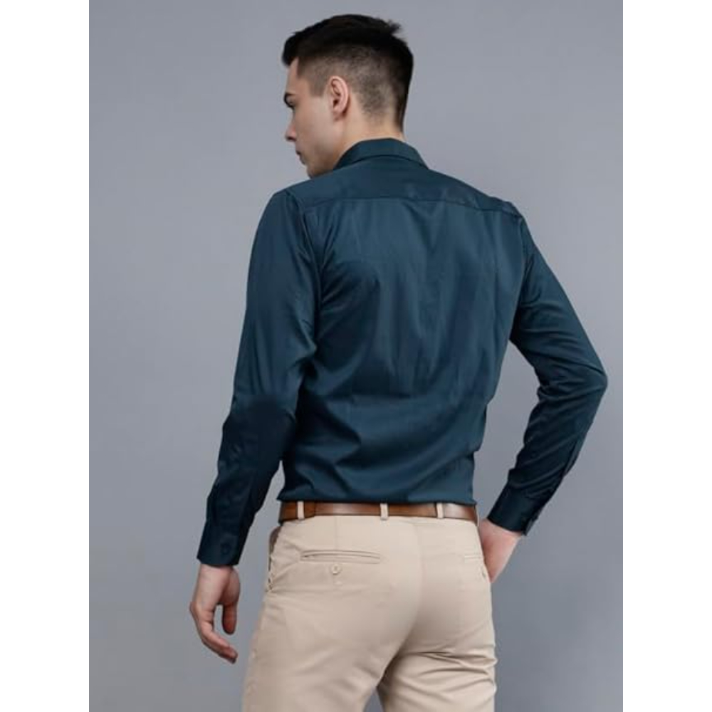 Men Satin Formal Navy Blue Shirts - Image 2