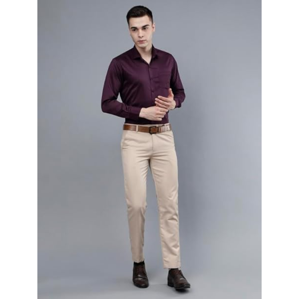 Men Satin Formal Purple Shirts - Image 3