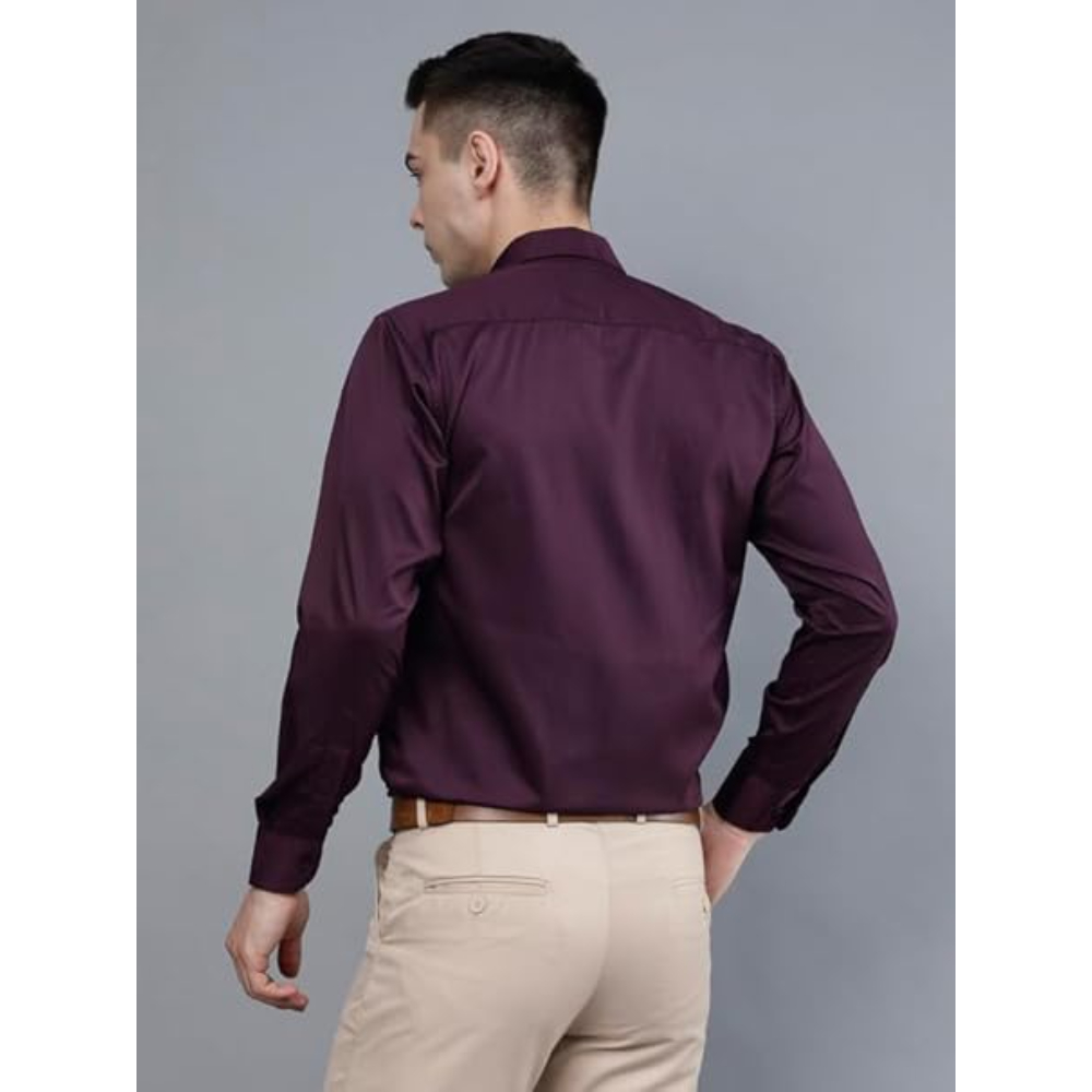 Men Satin Formal Purple Shirts - Image 2