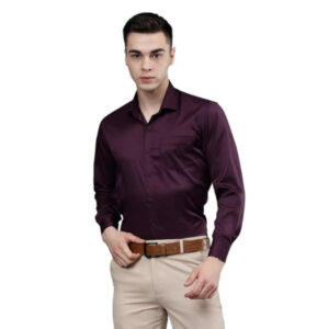 Men Satin Formal Purple Shirts