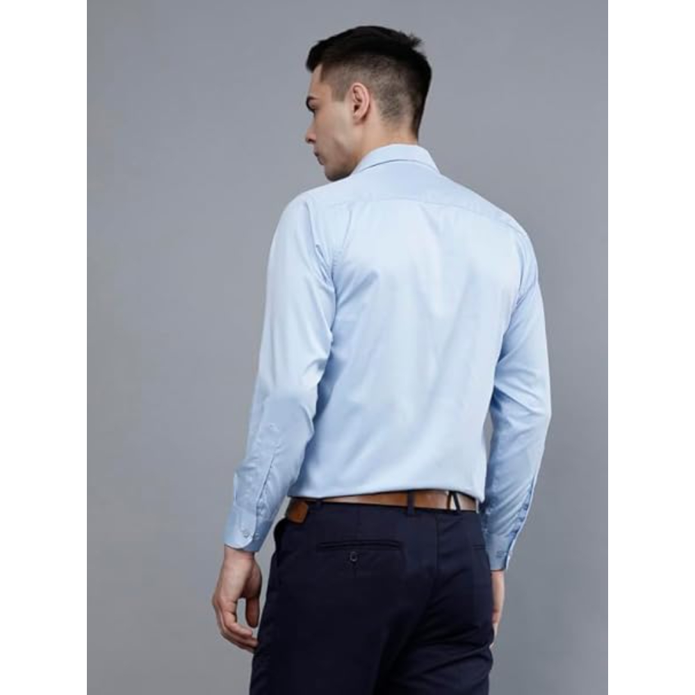 Men Satin Formal Sky Blue Shirts - Image 2