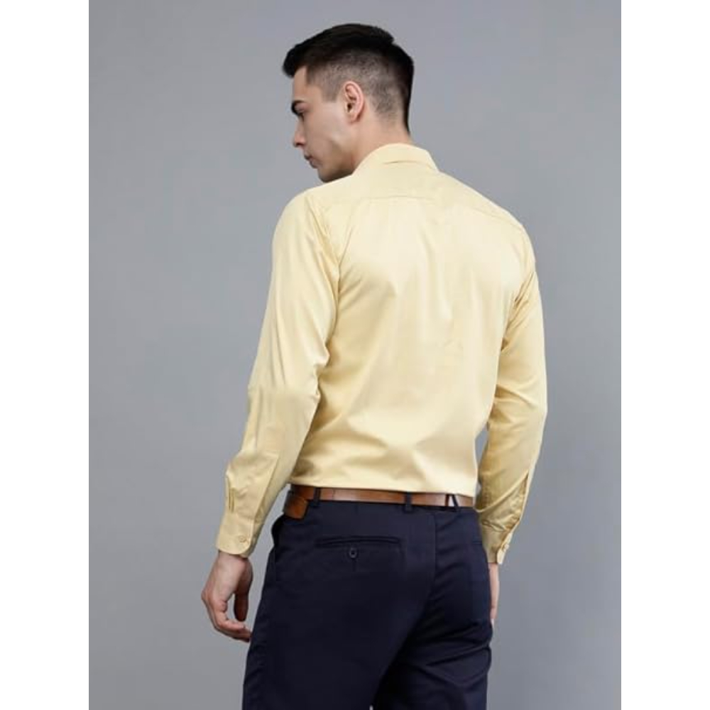 Men Satin Formal Yellow Shirts - Image 2