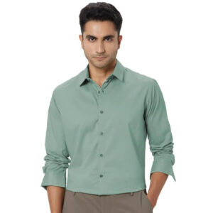 Men's Cotton Formal Light Green Shirt