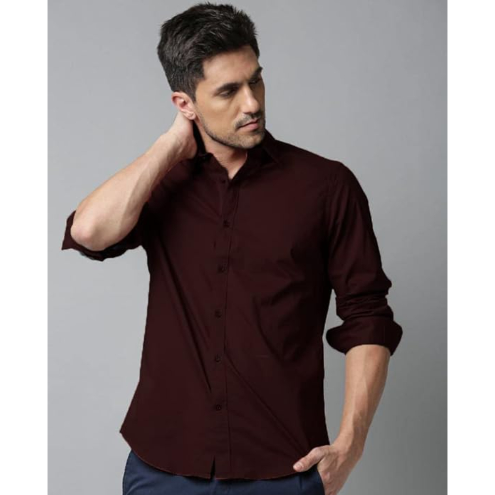 Men's Cotton Formal Dark Brown Shirt - Image 3