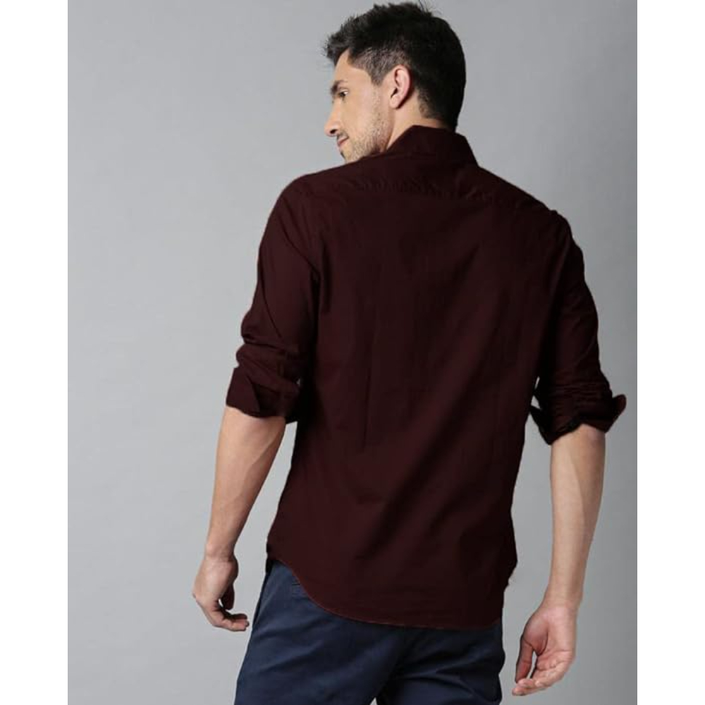 Men's Cotton Formal Dark Brown Shirt - Image 2