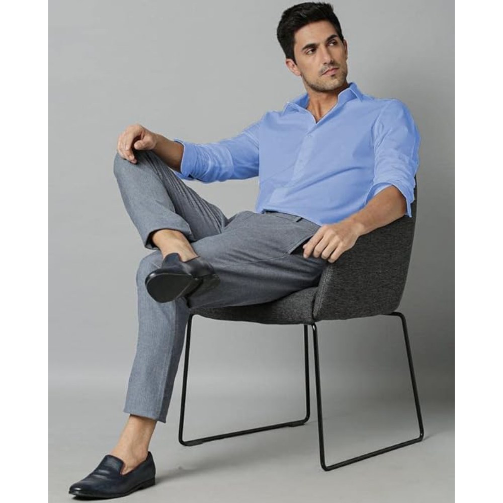 Men's Cotton Formal Sky Blue Shirt - Image 3