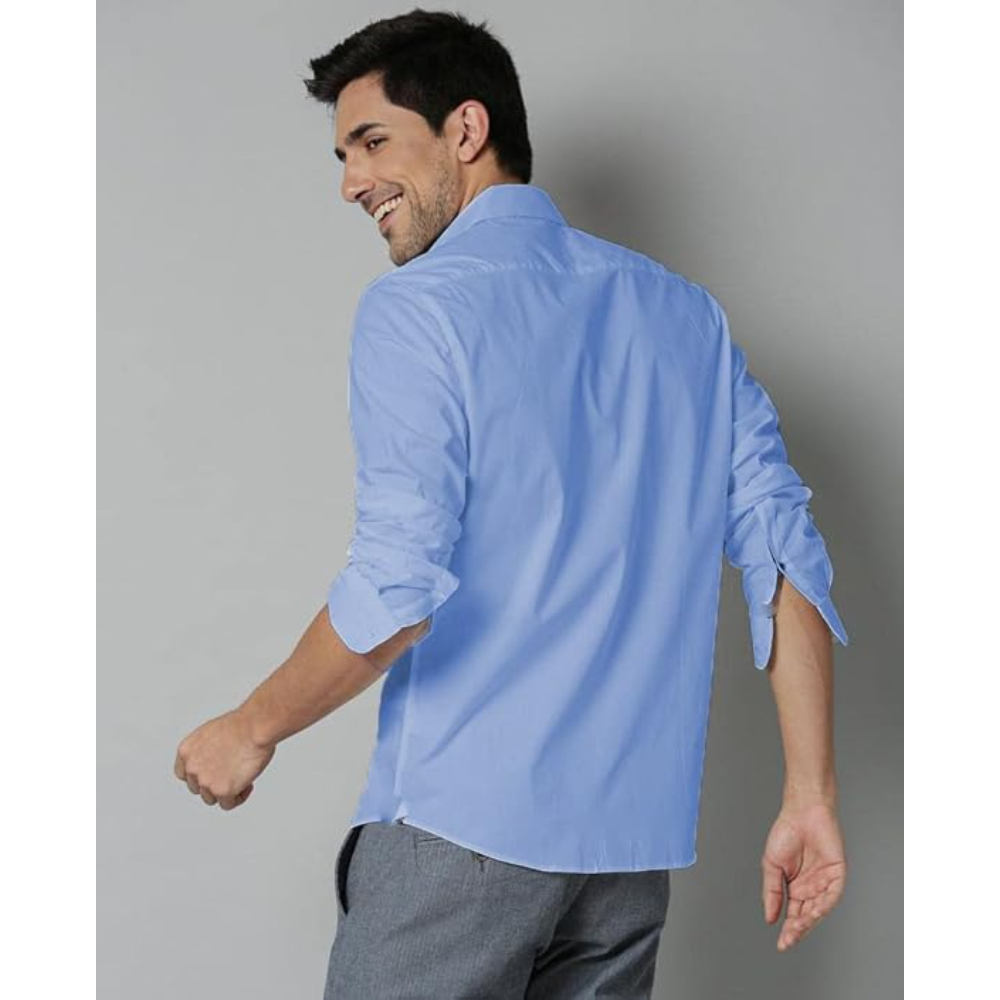 Men's Cotton Formal Sky Blue Shirt - Image 2