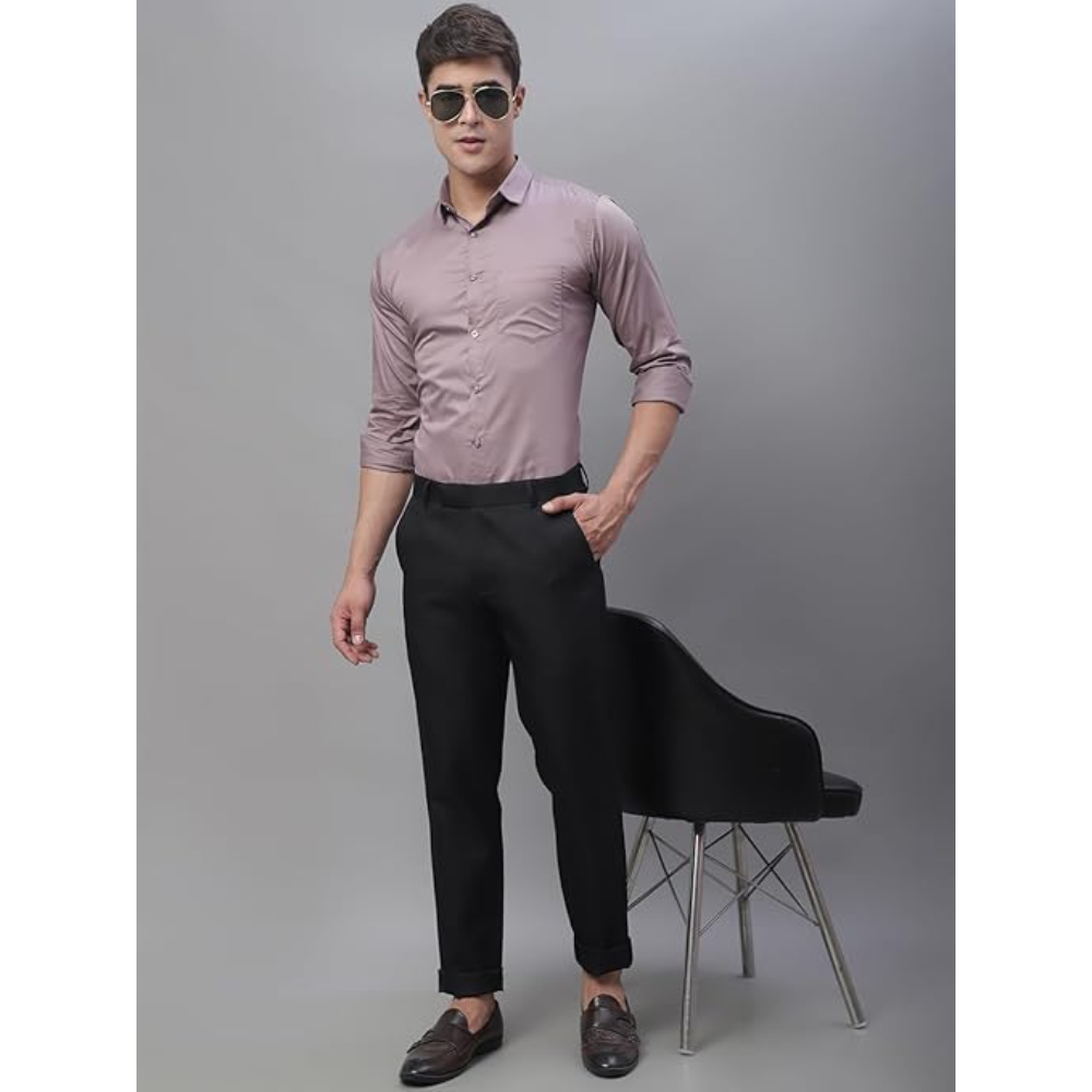 Men Satin Cotton Formal Dusty Pink Shirt - Image 3