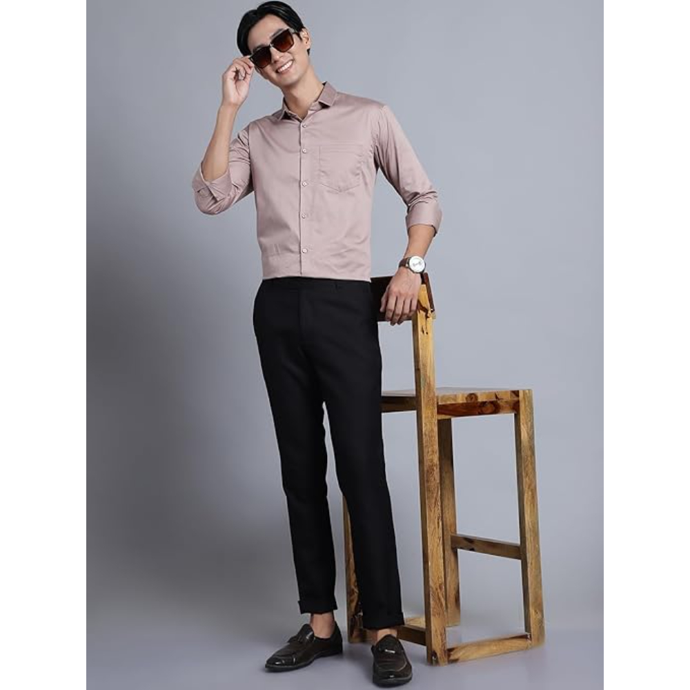 Men Satin Cotton Formal Pastel Clay Shirt - Image 3