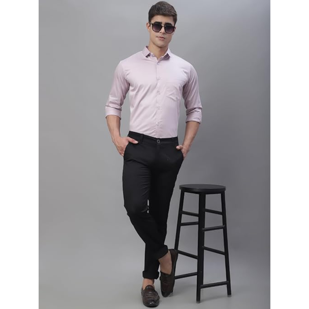 Men Satin Cotton Formal Soft Peach Shirt - Image 3