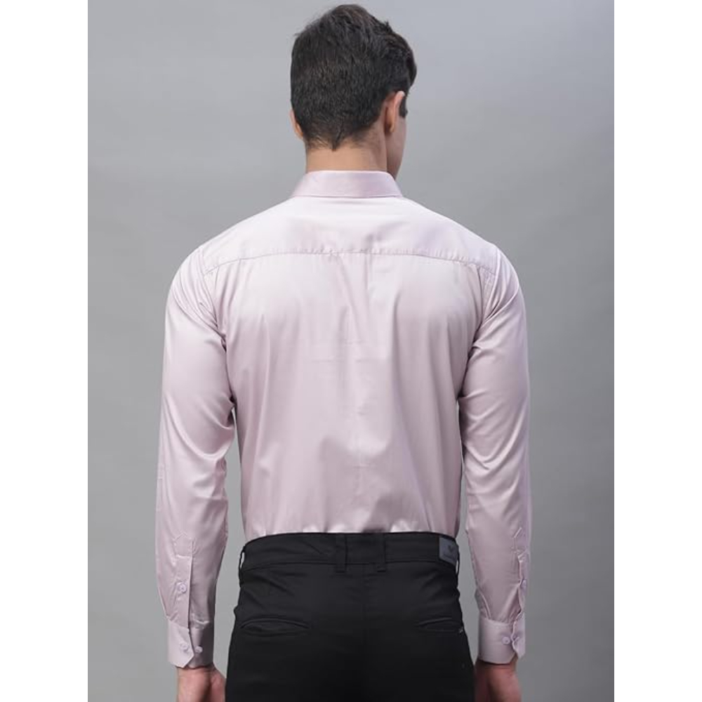 Men Satin Cotton Formal Soft Peach Shirt - Image 2