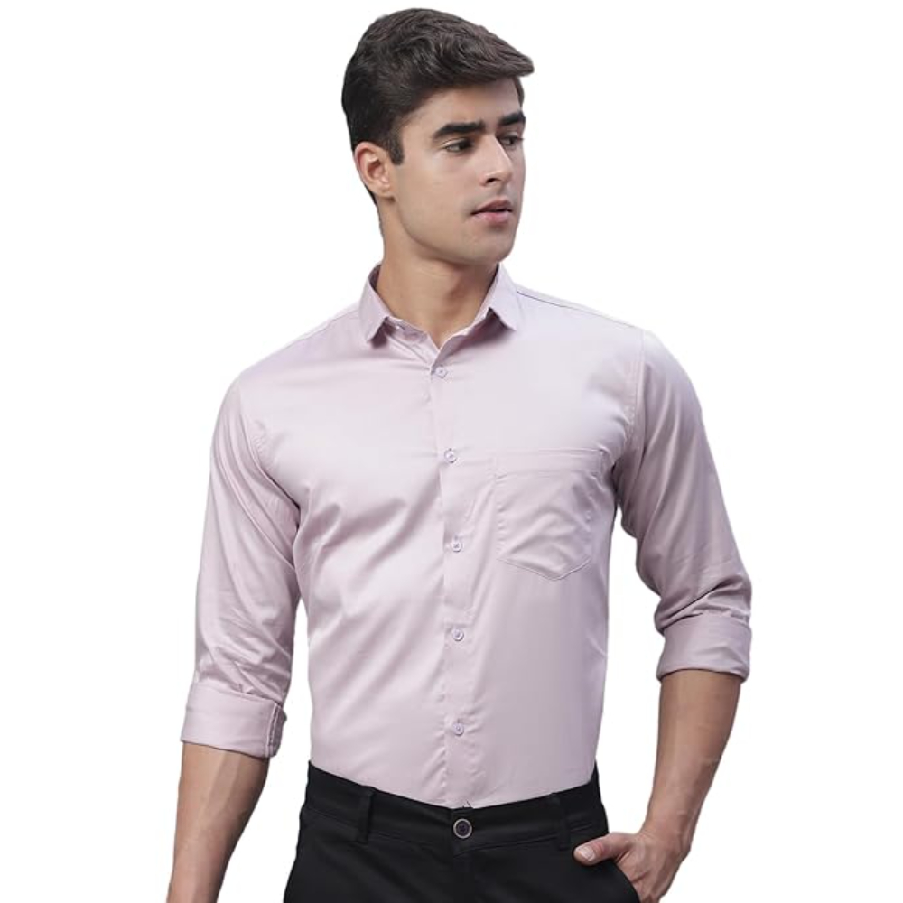 Men Satin Cotton Formal Soft Peach Shirt