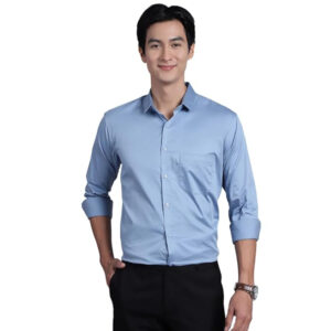 Men Satin Cotton Formal Light Blue Shirt
