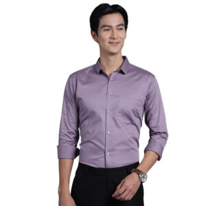 Men Satin Cotton Formal Light Purple Shirt