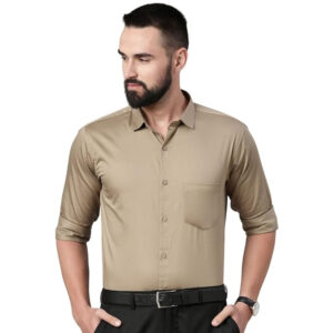 Men Satin Cotton Formal Dark Oak Shirt