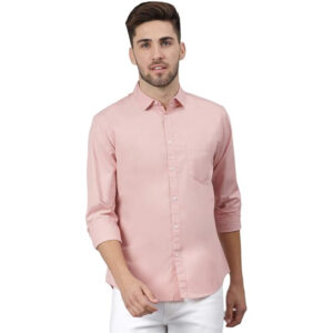 Men Solid Cotton Casual Dusty Peach Shirt
