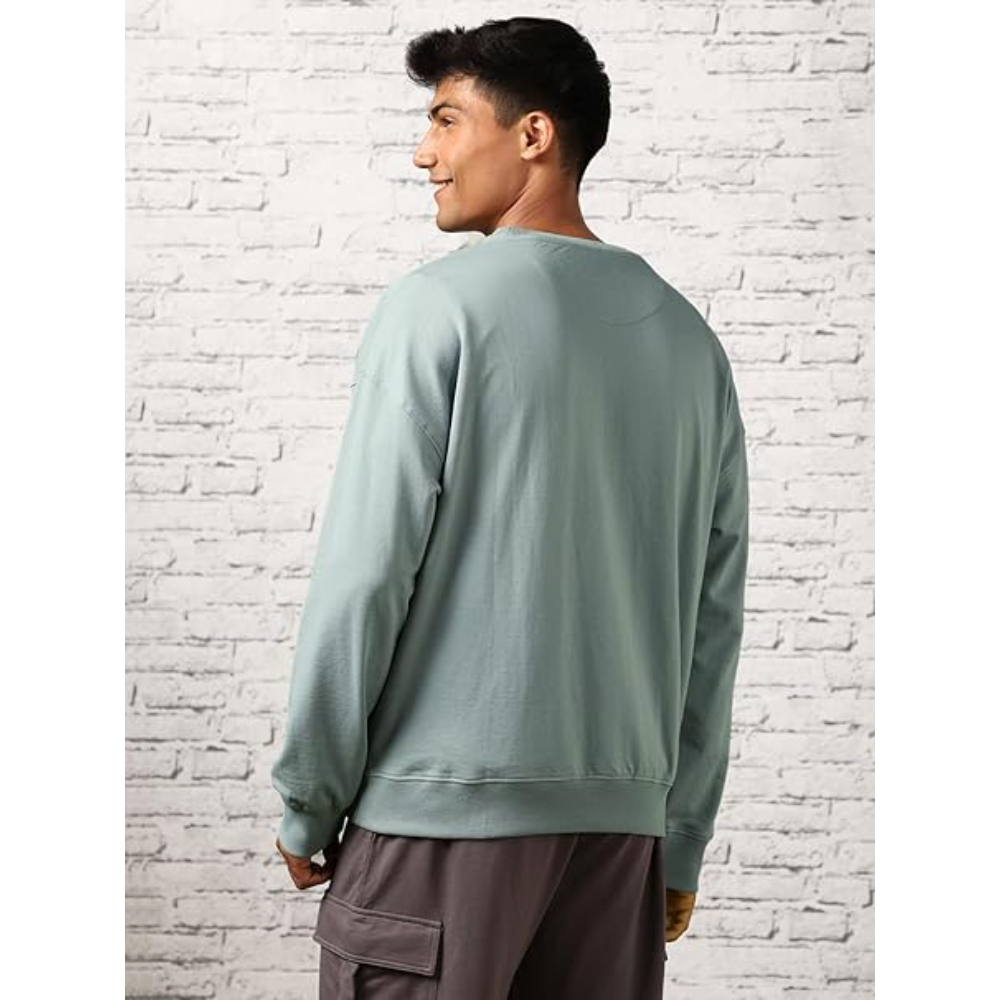 Men's Fleece Oversized Aqua Grey Sweatshirt - Image 2