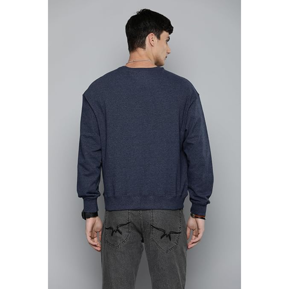Men Regular Fit Navy Melange Sweatshirt - Image 2