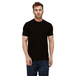 Men Plain Cotton Black T-shirts
