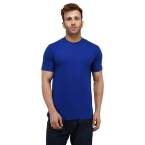 Men Plain Cotton Royal Blue T-shirts