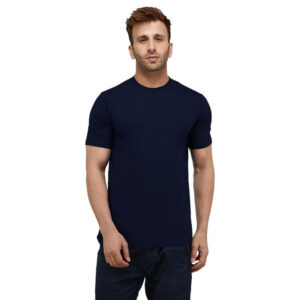 Men Plain Cotton Dark Blue T-shirts