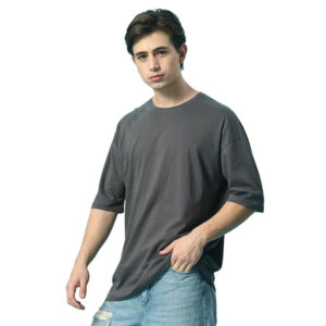 Men Drop Shoulder Charcoal T-shirts