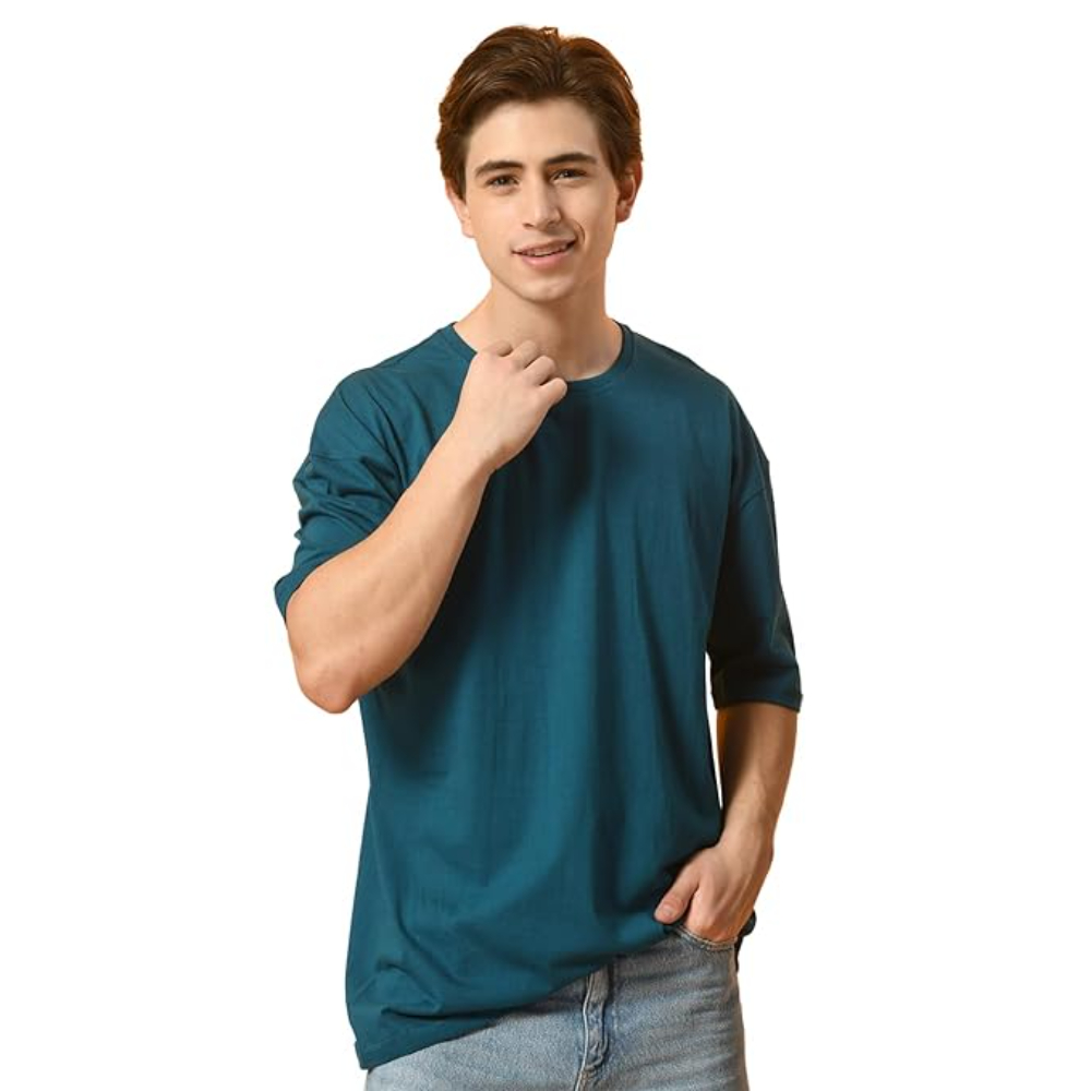 Men Drop Shoulder Teal T-shirts