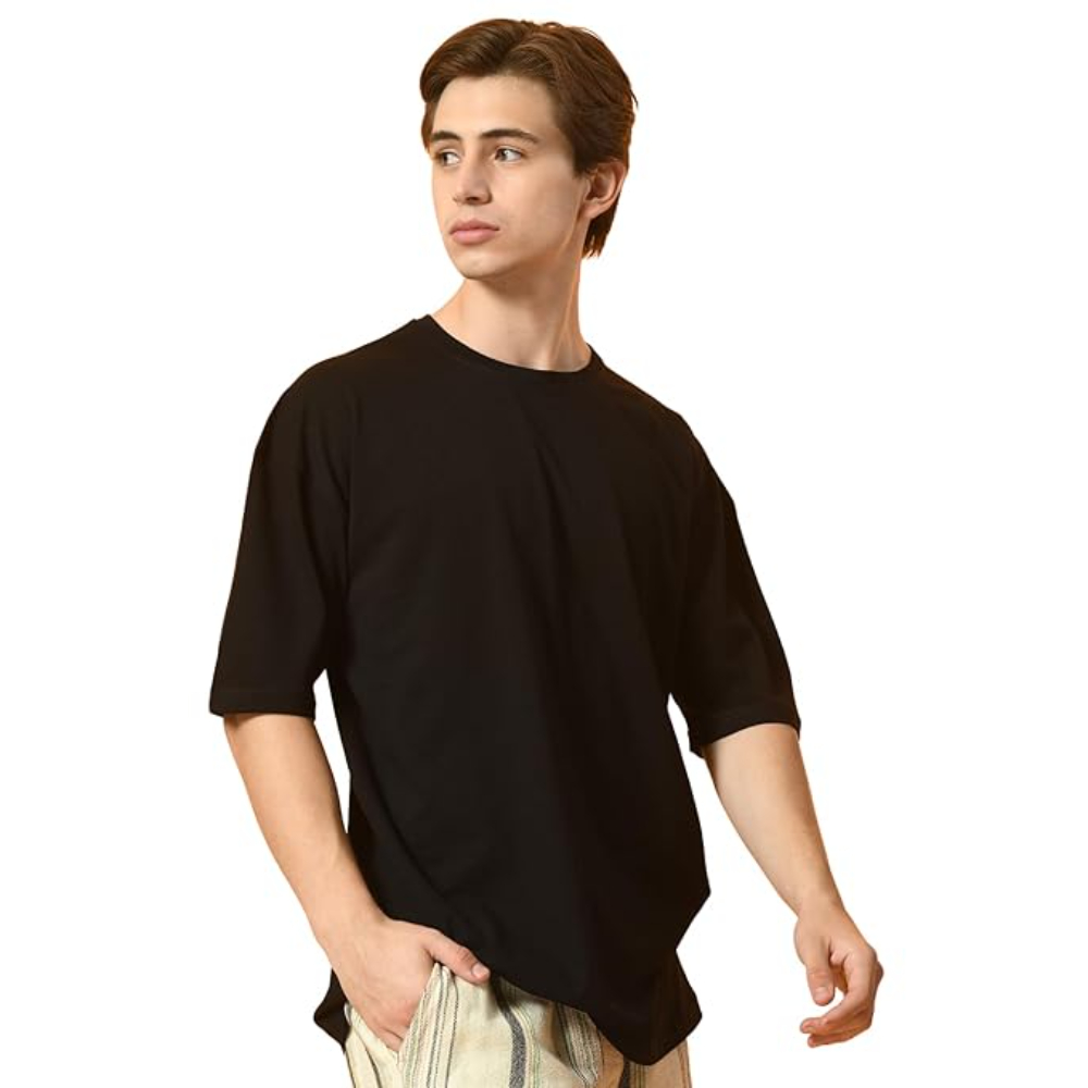 Men Drop Shoulder Navy Blue T-shirts