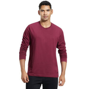 Men Full Sleeves Burgundy T-shirts