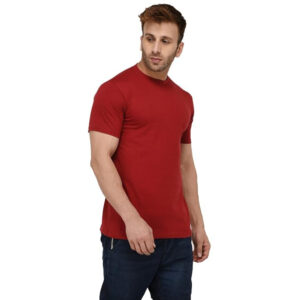 Men Plain Cotton Maroon T-shirts