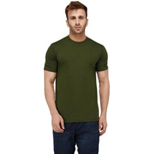 Men Plain Cotton Olive Green T-shirts