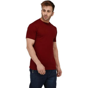 Men Plain Cotton Rust Red T-shirts