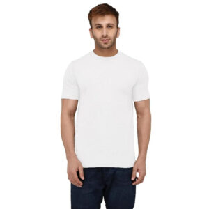 Men Plain Cotton White T-shirts