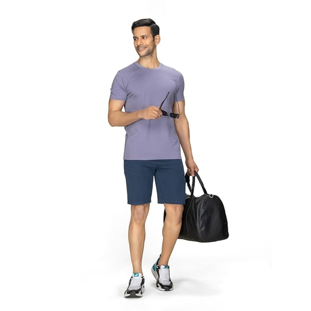 Men Regular Fit Grey Lilac T-shirts - Image 3